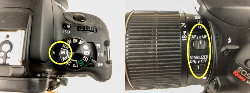 A DSLR camera needs manual controls for astrophotography.